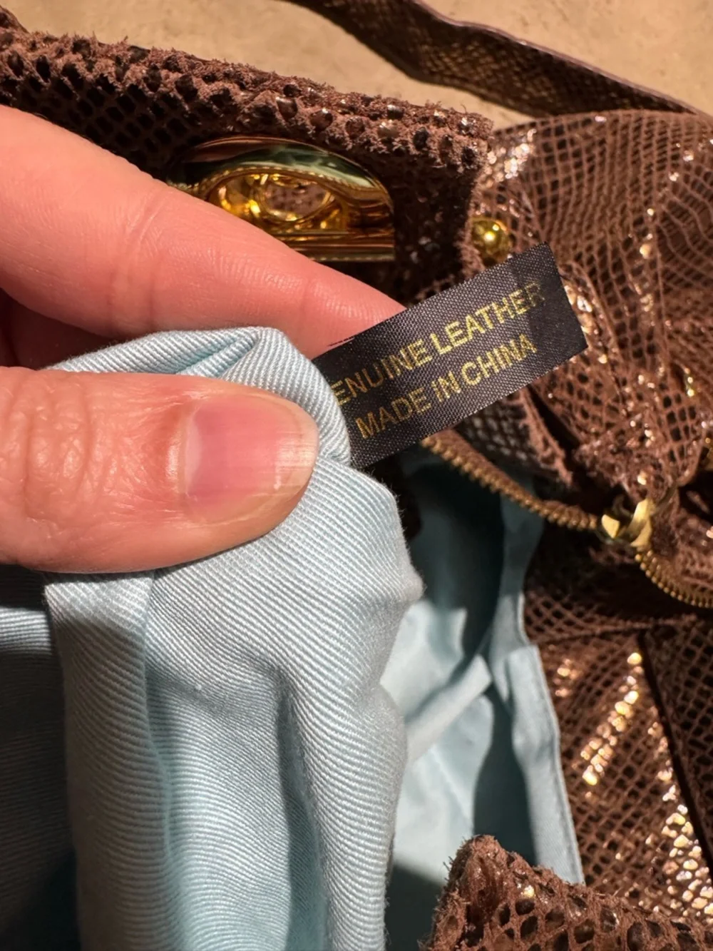 Cynthia Rowley Snakeskin Leather Shoulder Bag Purse Gold Brown Mobwife Fall